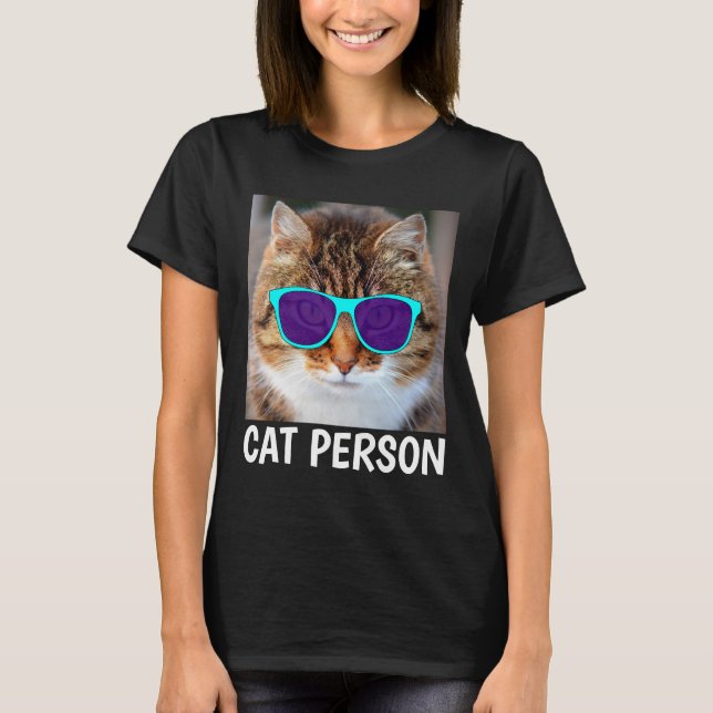 Camiseta GATO PESSOA, Gato Engraçado com óculos de sol T-sh (Frente)