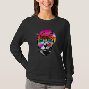 Camiseta Gato Pet Belo Verão Óculos de sol Legal Sol
