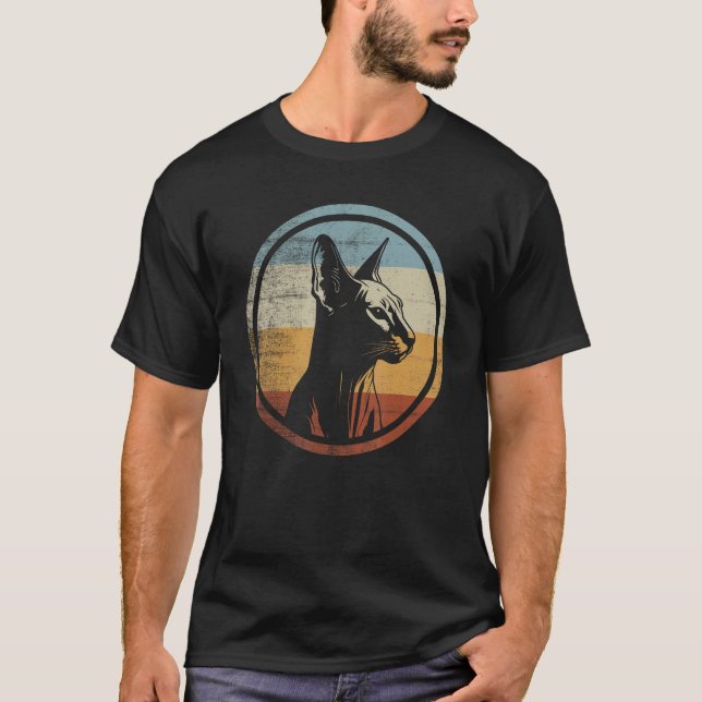 Camiseta Gato Peterbald Estilo Retro (Frente)
