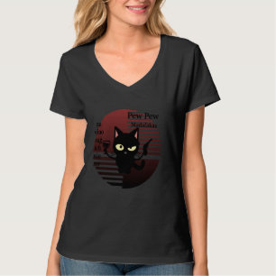 Camiseta Gato Pew Madafaca Vintage Gato Louco Gráfico Engra