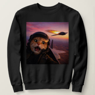 Camiseta Gato Piloto de Caça Engraçado — Meme Vintage das “