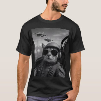 Camiseta Gato Piloto Legal Selfie Aviões de Combate Humor G