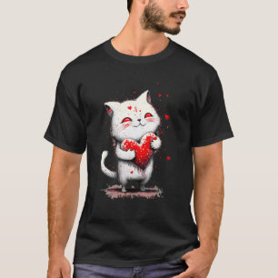 Camiseta Gato Pintado com Tinta Salpicada Abraçando uma Alm