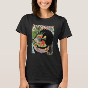 Camiseta Gato Pintando Peixe Artístico Animais Gráfico