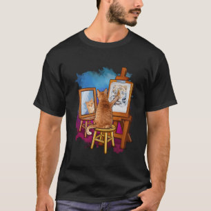 Camiseta Gato Pintura Lion Animais Artísticos Lover Gráfico