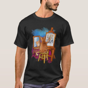 Camiseta Gato Pintura Lion Animais Artísticos Lover Gráfico
