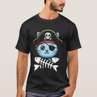 Camiseta Gato Pirata Esqueleto Freeboater Embarcação Capitã