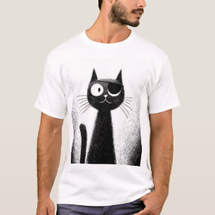 Camiseta Gato Pirata – Fofa Arte Minimalista de Gatos
