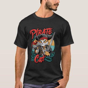 Camiseta Gato Pirata Gato de Halloween Jolly Roger Gato Div
