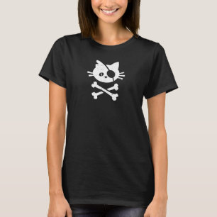 Camiseta Gato Pirata Preguiçoso Halloween, Gatinho Caveira