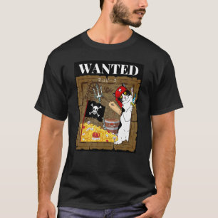 Camiseta Gato Pirata Procurado Peça Neko Engraçada