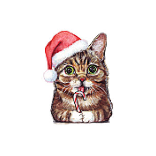 Camiseta Gato Pixelado, Gato De Natal Gato E Chapéu