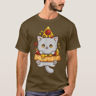 Camiseta Gato Pizza Anime Japonês Noodles Kawaii Neko Girls