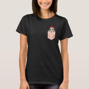 Camiseta Gato Pocket Natal Pocket Kitten Santa Hat Cute