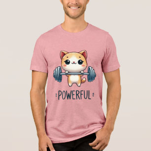Camiseta Gato Poderoso Levantando Pesos, Arte de Gatinho Fo