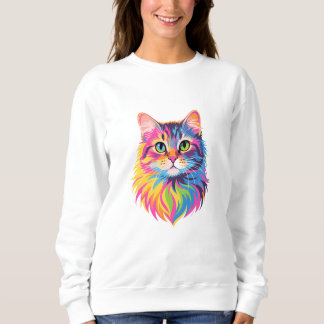 Camiseta Gato Pop Arco-Íris - Arte Felina Vibrante Vetor