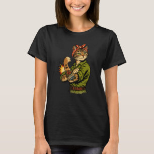 Camiseta Gato Pop Art de Garota da Terra da 2ª Guerra Mundi