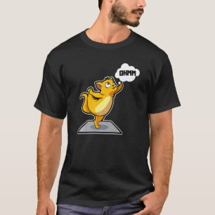 Camiseta Gato Preguiça Poses de Yoga Esportes Ginástica Ohm