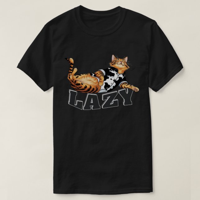 Camiseta Gato preguiçoso [ CC-CatCow ] (Frente do Design)
