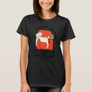 Camiseta Gato Preguiçoso Deitado No Sofá   Piada de Sarcasm