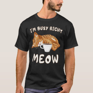 Camiseta Gato Preguiçoso Dormindo com Café Humor de Trabalh