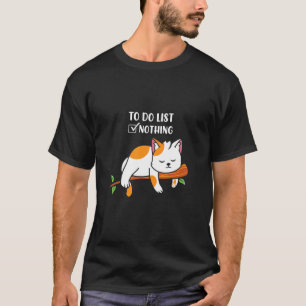 Camiseta Gato Preguiçoso E Bonito Para Fazer Lista