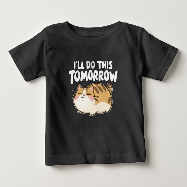 Camiseta Gato Preguiçoso Engraçado - Farei Isso Amanhã (Frente)