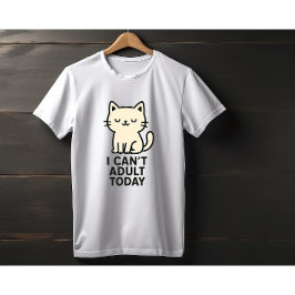 Camiseta Gato Preguiçoso Fofo – “Não Posso Ser Adulto Hoje”