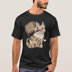 Camiseta Gato Preguiçoso Ignorante que Bebe Café