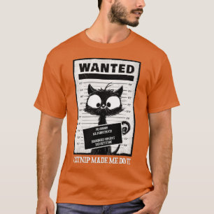 Camiseta Gato preso Gato na prisão Gato procurado Gato bran