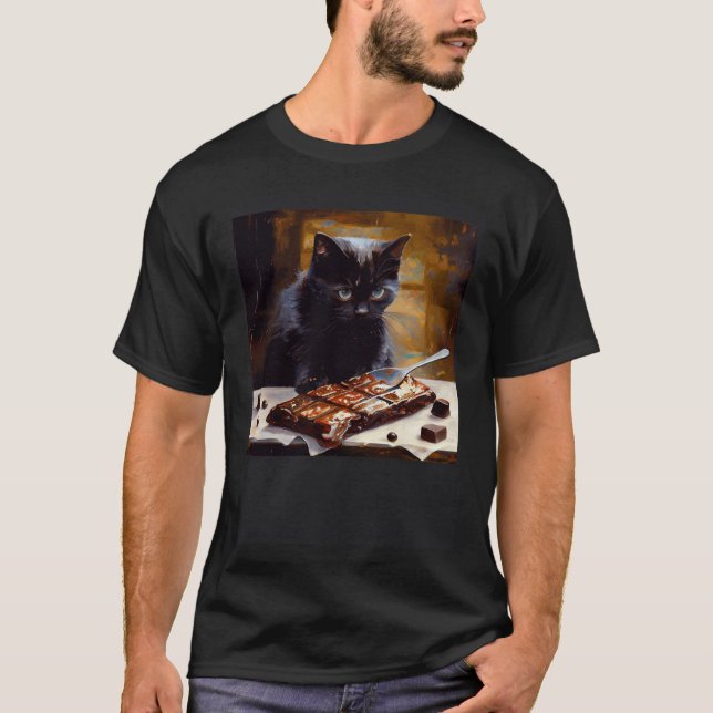 Camiseta Gato Preto Ama Chocolate (Frente)