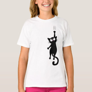 Camiseta Gato Preto Arte Minimalista Imprimível, Modo Fofo
