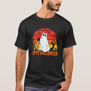 Camiseta Gato Preto Assassino Engraçado Com Faca Ha