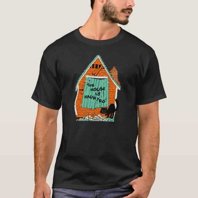 Camiseta Gato preto assombrado o Dia das Bruxas 1915 da (Frente)