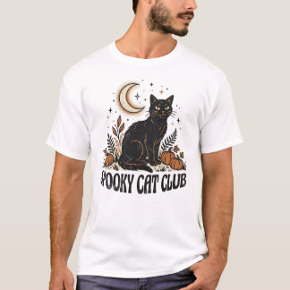 Camiseta Gato Preto Assustador Vintage Outono Halloween dos