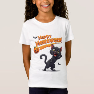 Camiseta Gato Preto Atrás da Abóbora Halloween 🎃