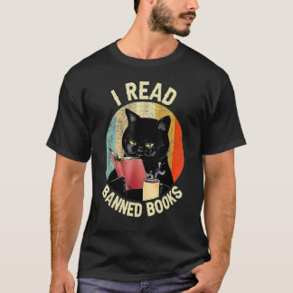 Camiseta Gato Preto Bebe Café Eu Leio Livros Proibidos Livr