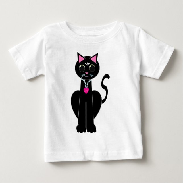 Camiseta Gato preto bonito (Frente)