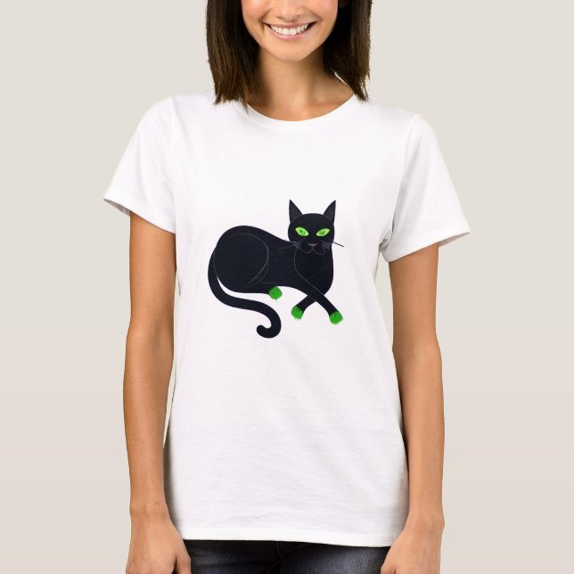 Camiseta Gato preto bonito (Frente)