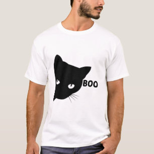 Camiseta Gato preto boo presente de Halloween gatos