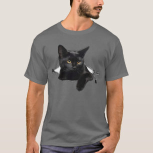 Camiseta Gato preto-branco