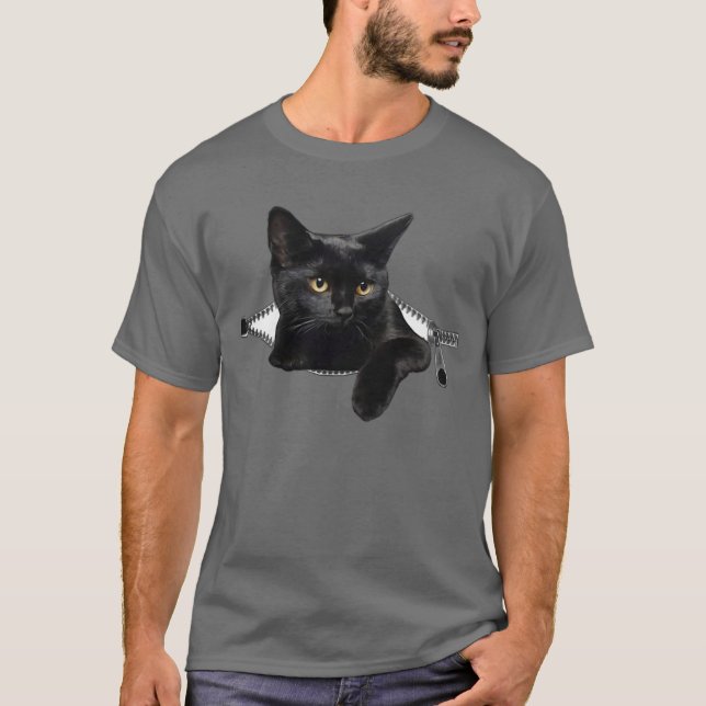 Camiseta Gato preto-branco (Frente)