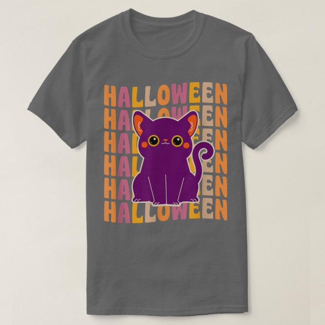Camiseta Gato preto branco, 70s e 80s, estilo retrorreflect (Frente do Design)