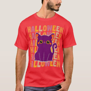 Camiseta Gato preto branco, 70s e 80s, estilo retrorreflect