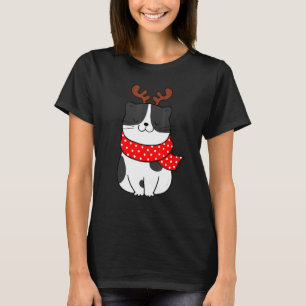 Camiseta Gato Preto Branco Natal Rena Antílope Gato