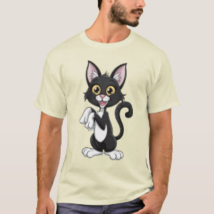 Camiseta Gato Preto Bravo com Olhos Amarelos Brilhantes