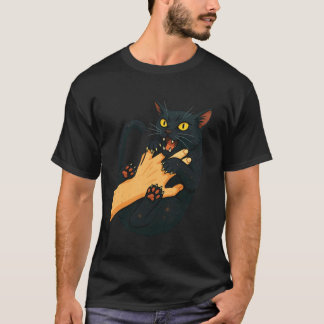 Camiseta Gato Preto Brincando Amante de Gatinho Fofinho Pet
