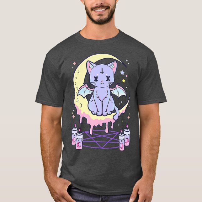 Camiseta Gato Preto Cachorro Grito Gótico Kawaii Pastel (Frente)