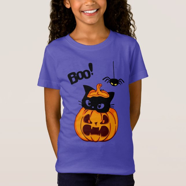 Camiseta Gato Preto Cinto Personalizado no Halloween de Abó (Frente)