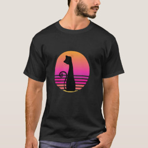 Camiseta Gato Preto Círculo Rosa Amantes de Gatos